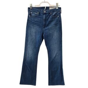 Rag & Bone Jeans Womens 27 Nina High Rise Ankle Flare Poppy Designer Cropped